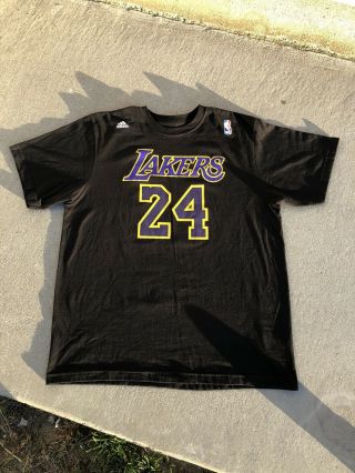 Adidas Black Los Angeles Lakers 24 Kobe Bryant T - Shirt Size Xl