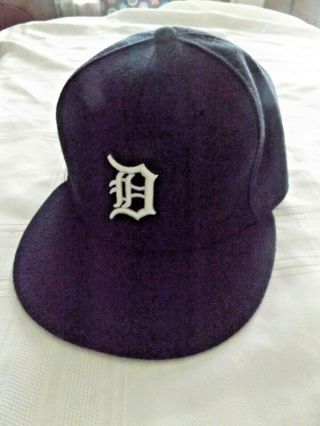 Detroit Tigers 59 Fifty Fitted Baseball Hat/cap Black W/white Logo 7 3/8