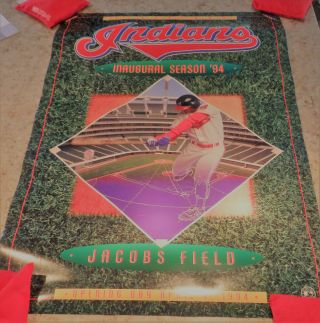 1994 Inaugural Season Cleveland Indians Jacobs Field Poster - Opening Day 4 - 4 - 94