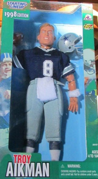 Troy Aikman Nfl Figure In Orig Box Starting Lineup 1998 Edit Fully Poseable Edit