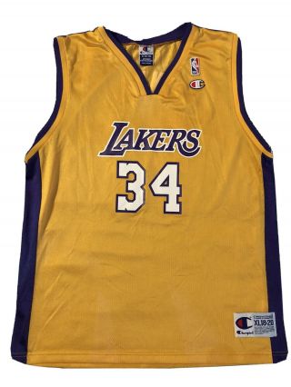 Rare Vintage Champion Shaq Shaquille O’neal Los Angeles Lakers Basketball Jersey