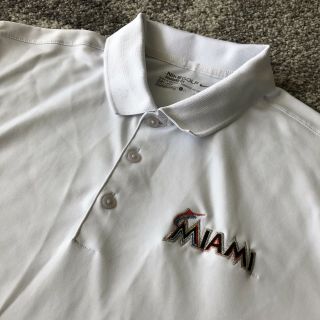Nike Mlb Miami Marlins Baseball Polo Shirt White Mens Large