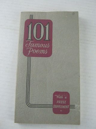 101 Famous Poems With A Prose Supplement 1929 Softcover Revised Edition Poetry