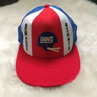 Vintage York Giants Nfl 1980s Ajd Lucky Stripes Trucker Hat Snapback Rare