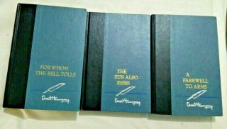 3 Hemingway,  Hc Books The Sun Also Rises,  A Farewell To Arms,  For Whom The Bell