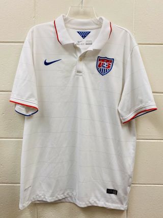 Nike Men Us Team Soccer 2014 World Cup Home White Jersey Polo Shirt Dri - Fit Xl