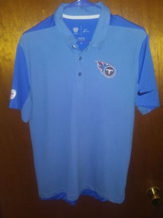 Nfl Tennessee Titans Nike Golf Dri - Fit Men’s L Polo Shirt Baby Blue Embroidered