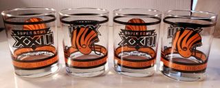 Cincinnati Bengals Superbowl Xxiii 1989 Set Of 4 Whiskey Gold Rim Glasses Rocks