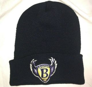 Vtg Baltimore Ravens Knit Hat Old Wings Helmet Logo Cap Rare 90 