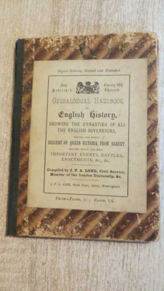 C1890 " Genalogical Handbook Of English History " By Long - Fold - Out Linen Map