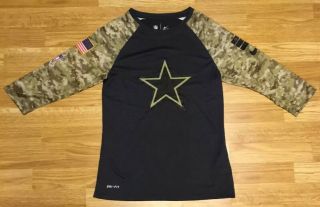 Nike Dallas Cowboys Youth Salute To Service 3/4 Sleeve Camo Shirt Size Small