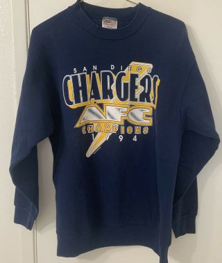 Vintage San Diego Chargers 1994 Afc Champs Blue Sweatshirt Medium Nfl