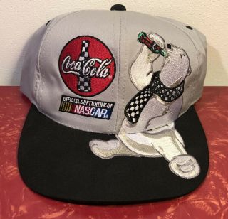 Vintage 90s Coca - Cola Racing Nascar Dale Earnhardt Jr Hat Coke Polar Bear Cap