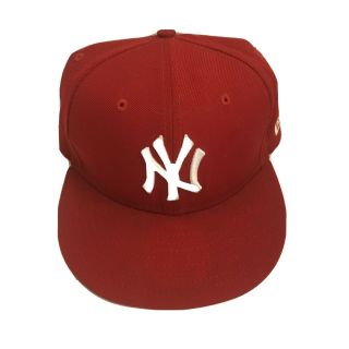 York Ny Yankees Baseball Cap Hat 59fifty Era Fitted 7 1/4 57.  7cm Red Mlb
