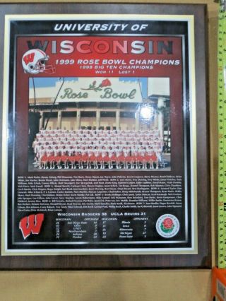 1999 University Of Wisconsin Badgers Football Team Plaque Rose Bowl Champions