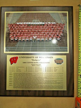1996 University Of Wisconsin Badgers Football Team Plaque Copper Bowl Champions