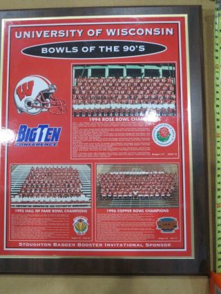 University Of Wisconsin Badgers Football Team Plaque Bowls Of The 90 