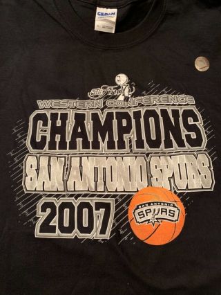 2007 Nba San Antonio Spurs Western Conf.  Champs Finals Black T Shirt - Xl
