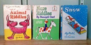 3 Vintage 1960s Dr Seuss Beginner Books Riddles More Riddles & Snow B3