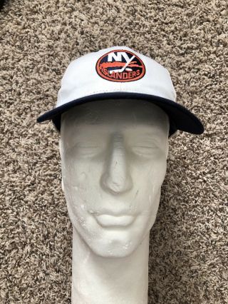 Vintage York Islanders White Blue Snapback Hat VTG 2