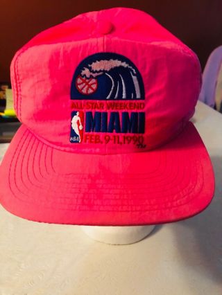 Vintage Starter Basketball Nba All Star Game Miami 1990 Pink Snapback Hat