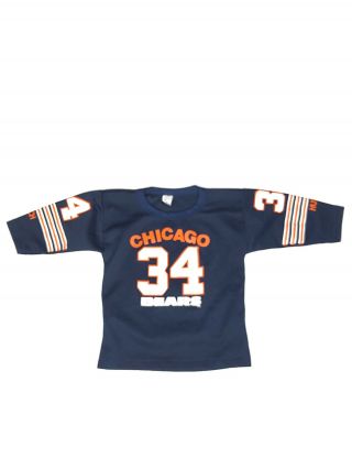 Chicago Bears 34 Walter Payton Vintage Hutch Blue Jersey Size Small Youth