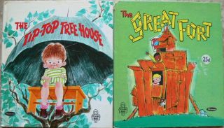 2 Vintage Whitman Tell - A - Tale Books The Great Fort,  The Tip - Top Tree House