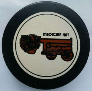 Medicine Hat Tigers Whl Official Game Puck Inglasco Mfg.  Canada Hockey Vintage