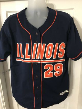 Vintage Powers Custom Ncaa Illinois Illini Mesh Sewn Baseball Jersey 29.  Size L