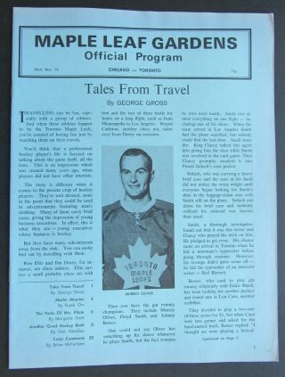 1968 Maple Leaf Gardens Nhl Program Toronto Vs Chicago Blackhawks Murray Oliver