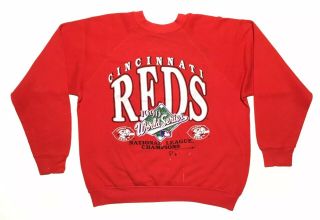 Vtg 1990 Cincinnati Reds World Series National League Champion Sweatshirt Rare