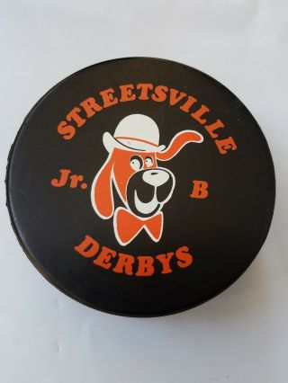 Streetsville Derbys Jr.  B Oha Viceroy Canada Vintage Scarce Old Game Puck Hole