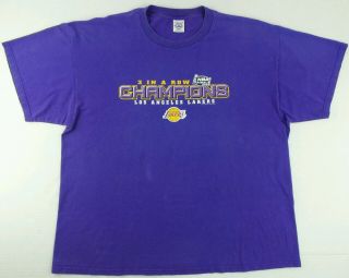 Vintage 2002 Los Angeles Lakers 3 In A Row Nba Champions T - Shirt Size Mens 2xl