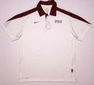 Nike Florida State Seminoles Fsu Dri - Fit Polo Shirt White Large L