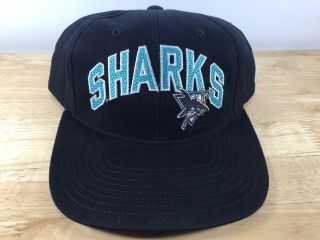 San Jose Sharks Snapback By American Needle Black Hat Blue/green Logo