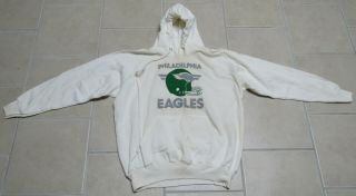 Vintage 1980s Philadelphia Eagles Xl Extra Large White Hoodie Sweatshirt 80s