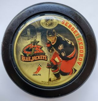 Sergei Fedorov Columbus Blue Jackets Official Nhl Hockey Puck Made In Canada