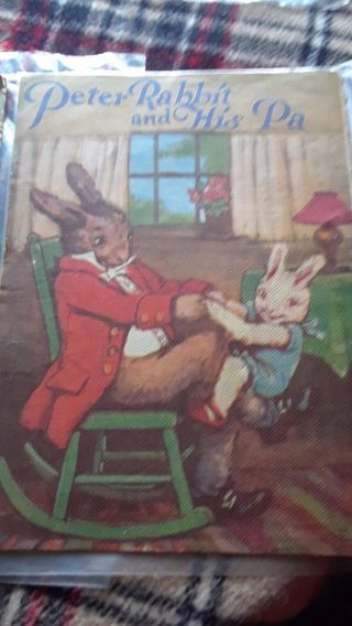 1928 Peter Rabbit And His Pa - No.  115 Vintage Made Of Linen