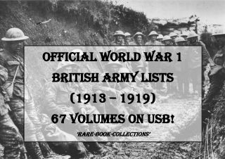 World War 1 British Army Lists On Usb - Ww1 Medal Research Military History