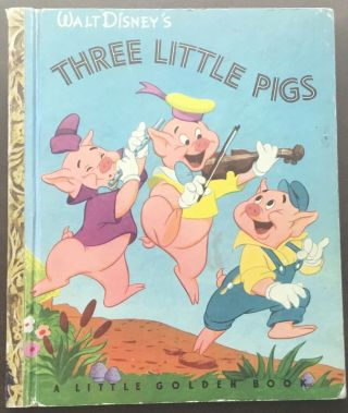 Vg 1948 " C” Edition Little Golden Book Walt Disney Three Little Pigs Milt Banta