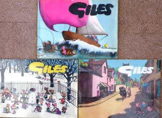 1959 - 61 Three Carl Giles Cartoon Books - Daily Express Office Ipswich Suffolk -
