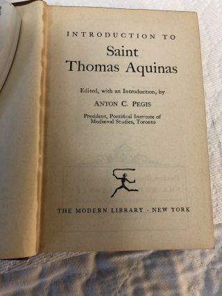 Introduction To Saint Thomas Aquinas 1948 Anton C Pegis The Modern Library