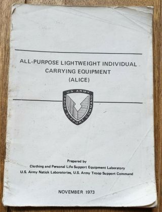 Vietnam Era (alice Pack) Equipment Handbook Us Army Issued Booklet Dated 1973