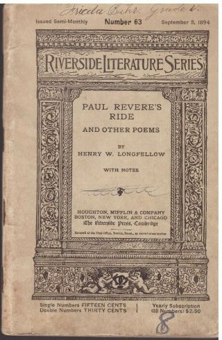 Riverside Literature Series: Number 63 Paul Revere 