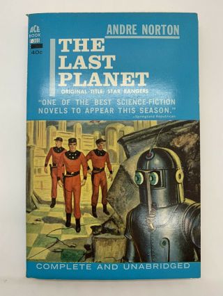 Ace F - 366 Vintage Sci Fi Pb The Last Planet By Andre Norton 1953 F9