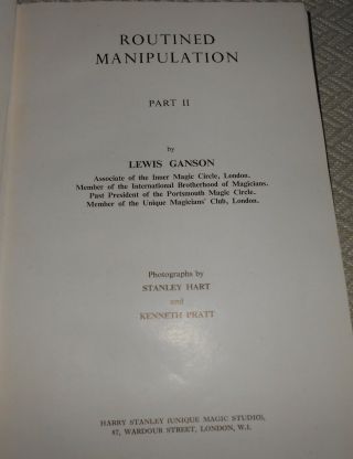 Routined Manipulation Part Ii By Lewis Ganson Of London Magician 