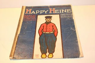 1905 Happy Heine March & Two - Step Illustrated Sheet Music By J.  Bodewalt Lampe