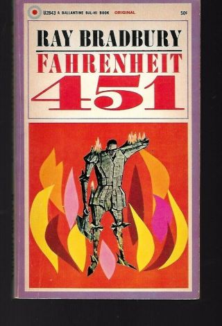 Ray Bradbury Fahrenheit 451 Vintage Paperback 1967 Ballantine Joe Mugnaini Art