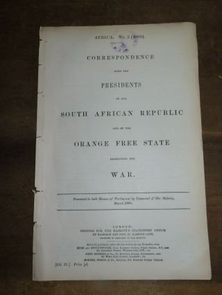 1900 Presidents Of South African Republic & Orange State On The War Hmso 35