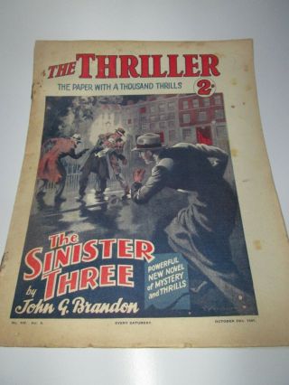 The Sinister Three The Thriller Paper Oct 24th 1931 Vintage Crime Thriller L3